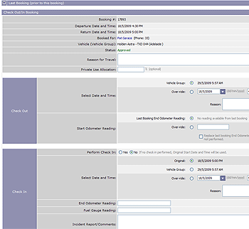 Screenshot: Check Out/Check In Process